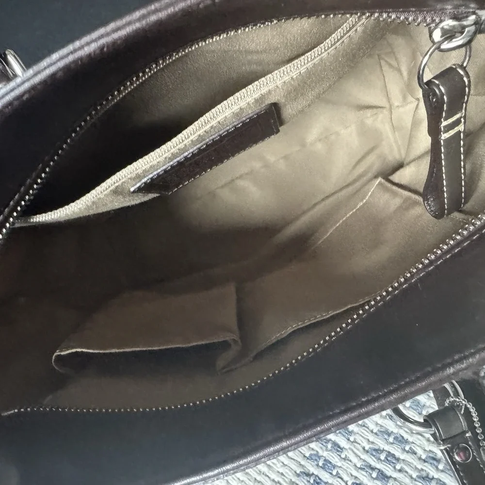 Coach Chocolate Brown Suede/Leather Trim Tote Handbag F12834